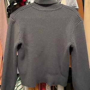 Kittenish Charcoal bluish Ribbed Turtleneck Sweater